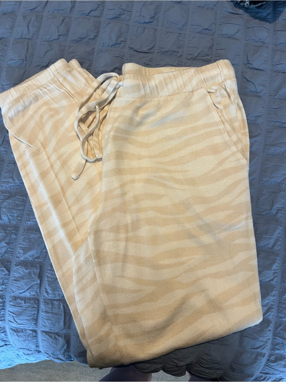 Neutral Zebra Print Drawstring Lounge Pants and Longsleeve - Loft Set